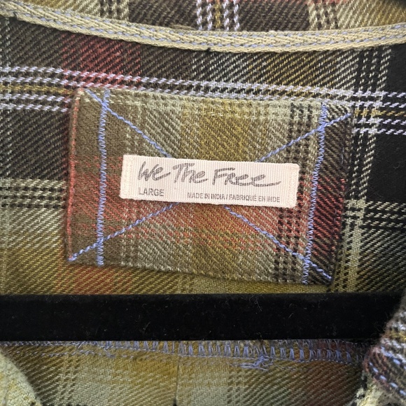 Free People Izzy Cargo oversized plaid shirt size L - Picture 6 of 6